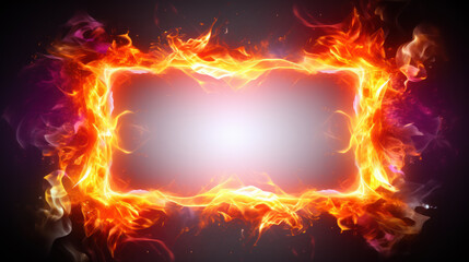 Frame of multi-colored neon fire on black background