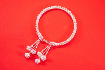 Hmong silver jewelry on black background, Handmade silver accessories