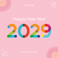 New year 2029 design. Happy new year 2029 banner design template