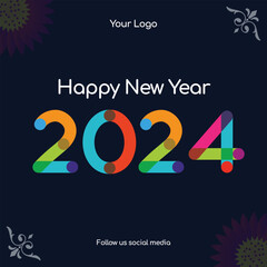 New year 2024 design. Happy new year 2024 banner design template