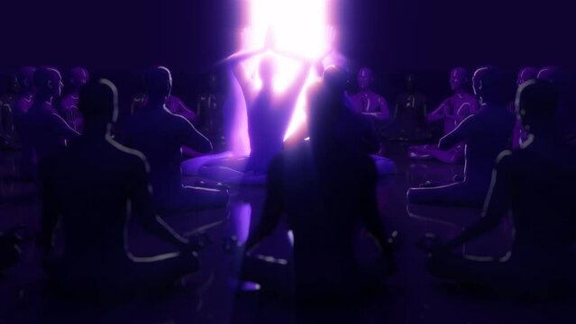 looped 3d animation many yogis meditate periodically realizing their inner light
