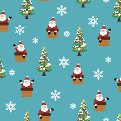 Fototapeta na wymiar Cute Santa Claus and Christmas image pattern,
