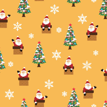 Cute Santa Claus and Christmas image pattern,