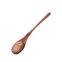 Watercolor hand drawn wooden spoon
