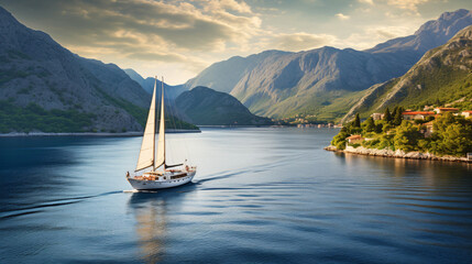 Luxury yacht sailing in the Adriatic Sea Montenegro
