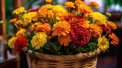 Marigold. Beautiful Marigold Flowers. Carnation. Mother's Day Concept. Valentine Day Concept with a Copy Space. Springtime.