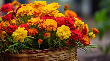 Obraz na płótnie Canvas Marigold. Beautiful Marigold Flowers. Carnation. Mother's Day Concept. Valentine Day Concept with a Copy Space. Springtime.