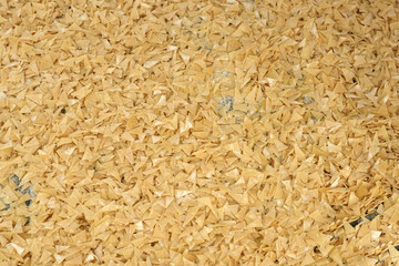 Homemade natural dough noodles, close-up of triangular dough to make Turkish dough soup,