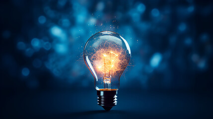 glowing bulb with a blue background