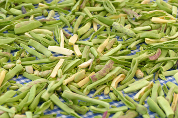 chopped green beans left to dry in the sun,