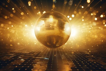 Shiny gold disco ball for party celebration - Powered by Adobe