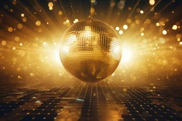 Fotobehang Shiny gold disco ball for party celebration © Vyacheslav