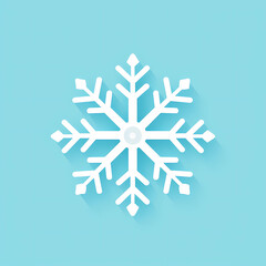 minimalist white snowflake icon on a light blue background