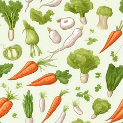 seamless patterns of vegetables