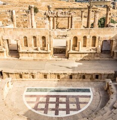 View at the North theatre in Archaeological complex of Jerash - Jordan