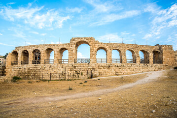 View at the Hippodrom ruins in Archaeological complex of Jerash - Jordan