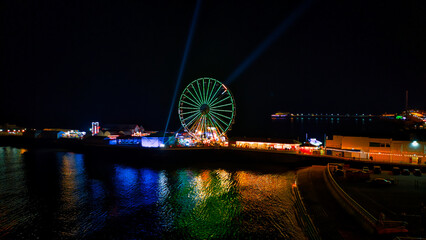 Scenic aerial photo of the city Blackpool at night