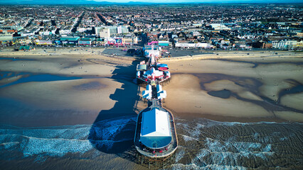 aerial view of the pier in Blackpool 