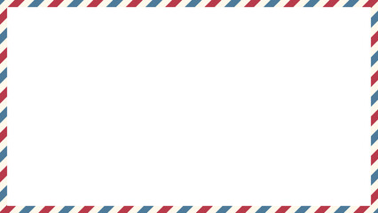Blank airmail envelope vintage frame border with blue and red striped line with 16x9 scale ratio for web, presentation, video thumbnail.