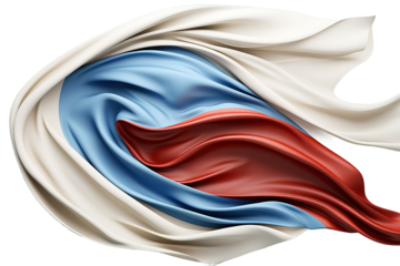 Red white waving flag premium isolated on PNG Background. Generative Ai.