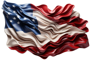 American flag blowing in the wind isolated on PNG Background. Generative Ai.