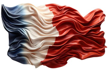 Red white waving flag premium isolated on PNG Background. Generative Ai.