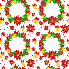 Christmas florals and wreaths digital paper. Christmas seamless pattern