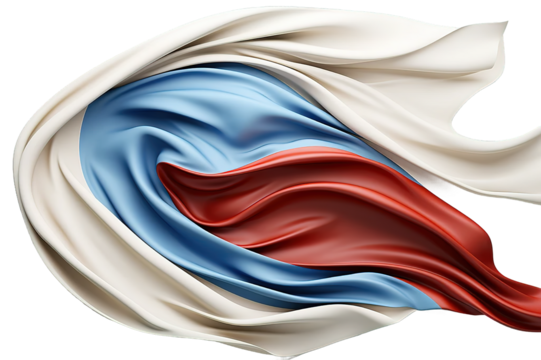 Red white waving flag premium isolated on PNG Background. Generative Ai.