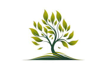 Logo Type Green tea leaves isolated on PNG Background. Generative Ai.