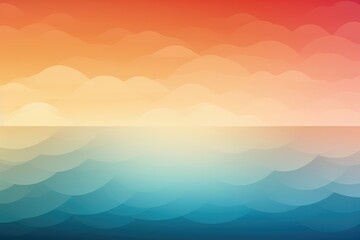 In a serene composition, a seamless color gradient gracefully transitions between the soothing tones of an ocean and the ethereal presence of clouds. Illustration - obrazy, fototapety, plakaty