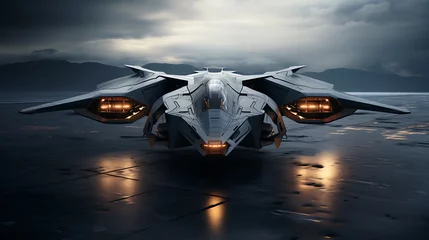 Foto op Plexiglas futuristic fighter military drone high technology concept © Altair Studio