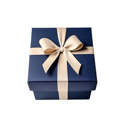 Navy Gift Box with Beige Ribbon Bow