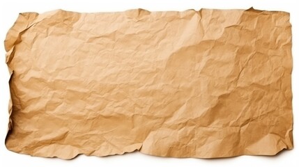 Old crumpled brown paper on isolated white background