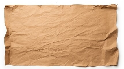 Old crumpled brown paper on isolated white background