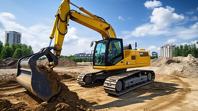 Modern construction machinery for earthworks available