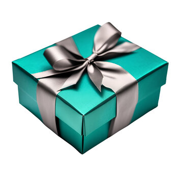 Teal Gift Box with Grey Ribbon Bow