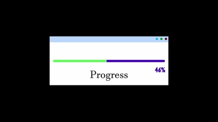 44% progress icon whit background progress bar. 1