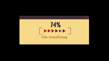 Arrow icon loading bar 14% file transferring background.