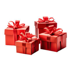 Obraz premium Four Red Gift Boxes with Ribbon Bows