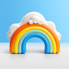 Fototapeta premium Colorful 3D Clay Rainbow and Clouds Figurine