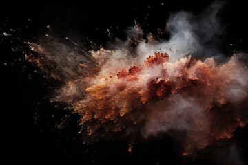 Abstract Red and White Powder Dust Explosion Black Background