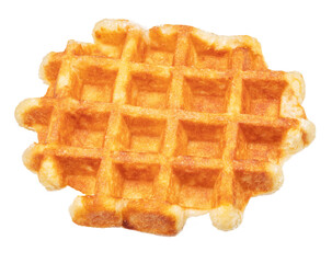 True Belgian waffle with extra deep pockets for filling isolated on white background.