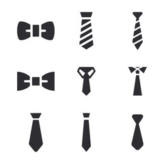 Set of necktie icon for web app simple silhouettes flat design