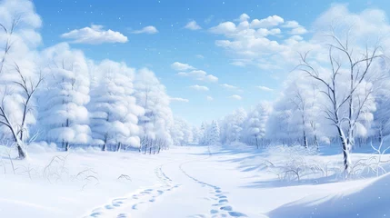 Foto op Aluminium snow beautiful white sky snowy illustration forest travel, tree outdoor, cold mountain snow beautiful white sky snowy © vectorwin
