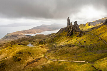 Old Man of Storr panorama view, Scotland, Isle of Skye - 677610844