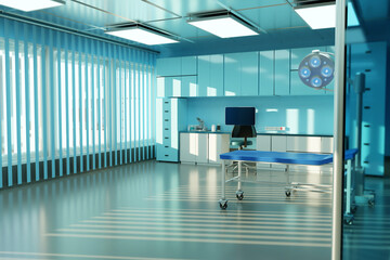 Hospital interior. Surgeon office. Private clinic with couch for examining patients. Doctor office...