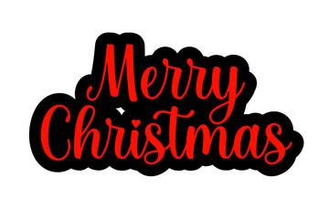 Merry Christmas text sticker with stylish font on transparent background 