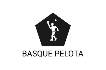 basque pelota vector line icon. playing basque pelota. sport  pictogram illustration. - obrazy, fototapety, plakaty