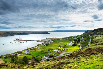 Stunning panorama, view of Scottish landscape, Uig, Highlands, Scotland, Isle of Sky - 677611698