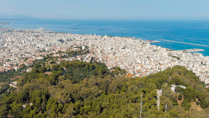 Patras, Greece. Central part of the city in summer. Sunny day, Aerial View